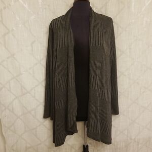 NY Collection Cardigan Knit Women Large Gray Long Sleeve Casual